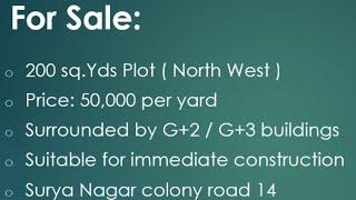 PLOT FOR SALE | NORTH WEST | 200 SqYds | SURYA NAGAR | 50K PER YD | Hayath Nagar