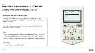 Modified parameters in ACH580