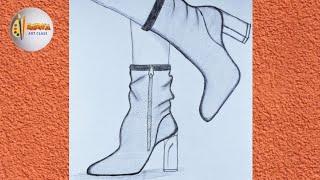 Draw a girl's leg wearing long boots #Drawing #Sketch #Pencil art @Saniya art class