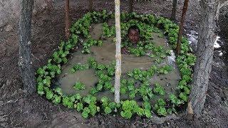 Primitive daily life : Build Mini Swimming Pool Underground (use mud)