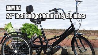 ANYIDA 24" Best Budget Adult Tricycle Bikes | Amazon hot sale Three-wheeler Bicycle