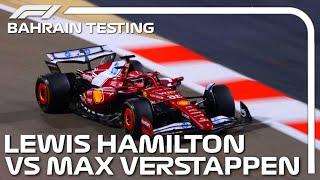 F1 2025 | LEWIS HAMILTON vs MAX VERSTAPPEN testing Ferrari SF-25 at Bahrain Circuit