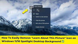 How To Easily Remove "Learn About This Picture" icon on Windows 11/10 Spotlight Desktop Background 