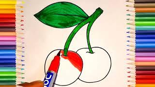 Cherry Drawing, Painting, Coloring for Kids and Toddlers! Learn drawing#cherry#cherryberry#drawing