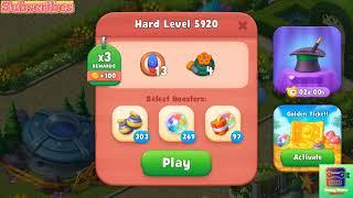 Gardenscapes Hard Level 5920 - No Booster - 17 Moves