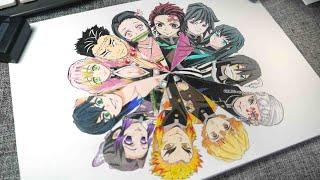 【柯小逸】爆肝12小时画个鬼灭之刃小合影。12 hours to draw a group photo of  Kimetsu no Yaiba.