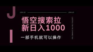 悟空搜索类拉新 蓝海项目 一部手机就可以操作 教程非常详细