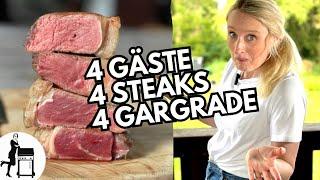 4 Gäste | 4 Steaks | 4 Gargrade | Die Frau am Grill