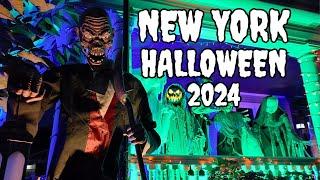 NEW YORK CITY Walking Tour [4K] - HALLOWEEN - Best Decorated Halloween Houses in NYC