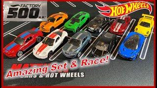 Let's Open Hot Wheels Factory 500 Horsepower! GREAT SET!! REVIEW & RACE!