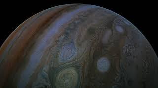 Juno's Perijove-35 Ganymede and Jupiter Flyby, Reconstructed in 150-Fold Time-Lapse, White-Balanced