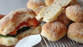 Homemade Ciabatta Rolls / No Sugar No Oil No Kneading/ Easy and Healthy