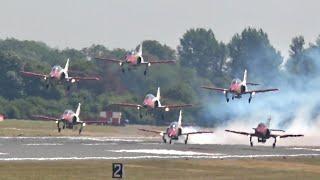 7 Ship formation landing Patrulla Águila Spanish Air Force RIAT 2018 RAF Fairford AirShow