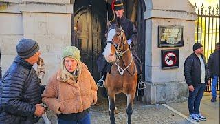 BRILLIANT Guard Charges The Horse When Tourists Enter the Box at Horse Guards!