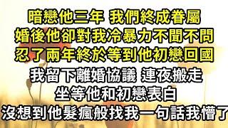 暗戀他三年 我們終成眷屬，婚後他卻對我冷暴力不聞不問，忍了兩年終於等到他初戀回國，我甩下離婚協議 連夜搬走，坐等他和初戀表白，沒想到他髮瘋般找我一句話我懵了#小説#爽文#甜寵