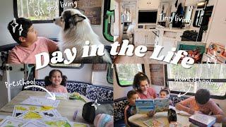 Homeschool Mom of 3 Day in the Life- tiny living, messy spaces, off grid living, new curriculum