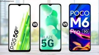 Itel P55 5g vs Lava Blaze 5g vs Poco M6 pro 5g || Price || Specs || Comparison