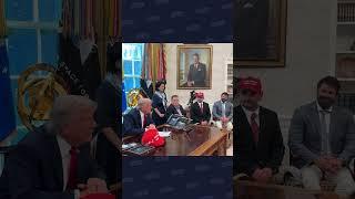 President Trump meets with wounded veterans in the Oval Office for Executive Order signings