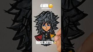 How To Draw Giyu Tomioka 10sec ,4min ,10min ️ #shorts