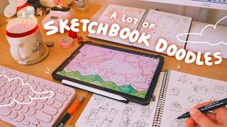 Drawing 19 pieces for 18 days, sketchbook spreads, procreate illustrator  art vlog