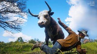 Playing as a BULL in Red dead Redemption 2 PC  RDR2 PC Mods Funny moments