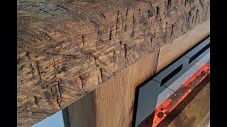 How to distress wood to make it look like an aged weathered barn beam farmhouse fireplace mantel