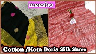 Meesho Kota Doria Silk Saree Haul |Pure Cotton Saree Online |Kota Doria Saree 2023 |Summer  Sarees