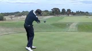 Nick Dougherty Golf Swing with Driver in Slow Motion (Down the Line)