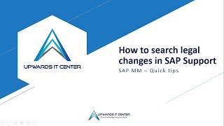 How to Search Legal Changes in SAP Support Launchpad