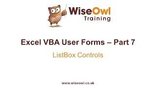 Excel VBA Forms Part 7 - ListBox Controls