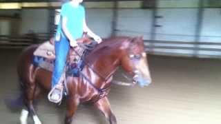 Stacy Westfall and Jac-first ride in Roxy's saddle