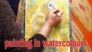 Painting a barn owl  in watercolours by colin statter Scottish wildlife Artist  remastered