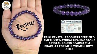 Reiki Crystal Products Certified Amethyst Natural Healing Stone Crystal Round Beads 8 mm