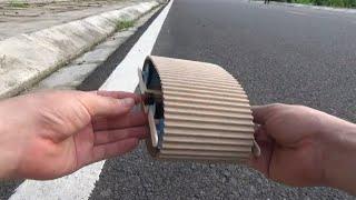 how to make a tracked car from cardboard very easily / ​⁠​⁠@GoodDiY