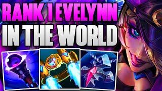 RANK 1 EVELYNN IN THE WORLD SOLO CARRY GAMEPLAY! | CHALLENGER EVELYNN JUNGLE GAMEPLAY | S13