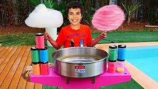 Sami makes cotton candy, Candy machine!