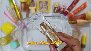 Slime Mixing with Yellow & Orange Makeup 60| Satisfying ASMR Slime Swirl | Lipstick Eyeshadow & More