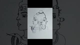 Shiv shakti outline drawing #arts #artscraft #shortvideo #artdrawing