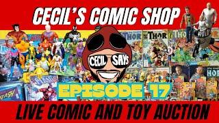 Cecil's Comic Shop. Episode 17. Live Comic Auction. Marvel, DC. Darkhorse, Simpsons Halloween Toys