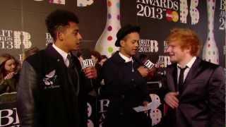 On the Red Carpet: Ed Sheeran Talks to Rizzle Kicks | BRITs 2013