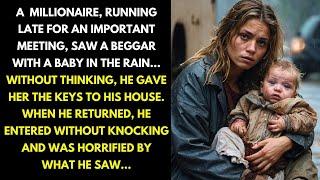 A  MILLIONAIRE, RUNNING LATE FOR AN IMPORTANT MEETING, SAW A BEGGAR WITH A BABY IN THE RAIN...