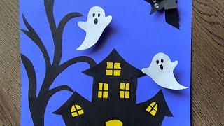 Haunted House Craft | Halloween paper Craft | Halloween Ghost Craft | Haunted House and Ghost Craft