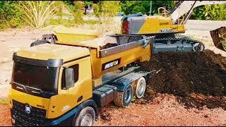 Rc excavator WL TOYS, HUINA excavator & dump truck working hard.