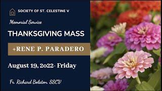 MEMORIAL SERVICE FOR RENE PARADERO | THANKGIVING MASS | 1ST DEATH ANNIVERSARY | DOM LORENZO, SSCV