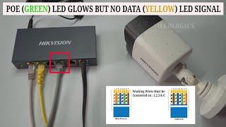 Fix Ethernet Cable Faults for IP CCTV Cameras: PoE Green LED Glows but No Data (Yellow) LED Signal