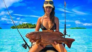 SOLO jetski fishing ️ SUSHI CATCH AND COOK on an island!