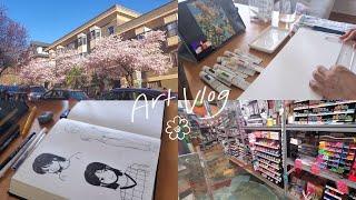 ART VLOG  sketchbook sessions, art supply trip, cafes