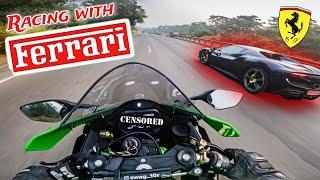 ZX10R & FERRARI Drag |Ninja Zx10R Top Speed|Superbike Vs Supercar|