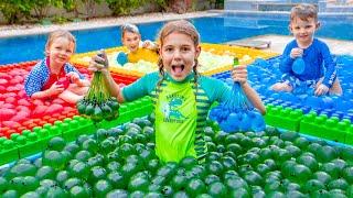 Five Kids Four Colors Water Balloons Challenge