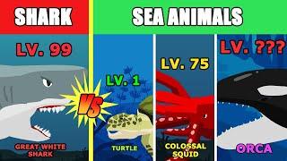 Great White Shark vs Sea Animals Level Challenge [S1] | Animal Animation